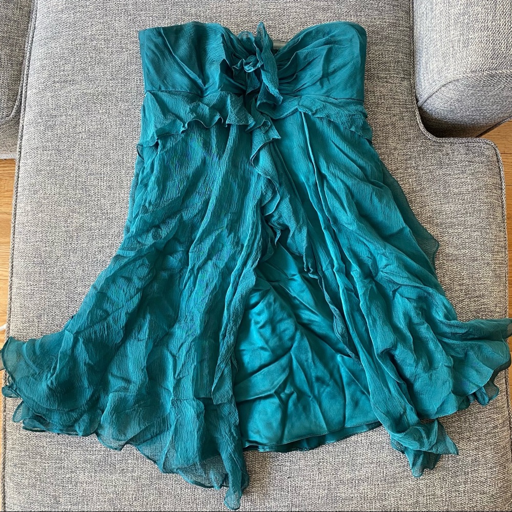 Badgley Mischka Strapless Silk Mini Dress | Size 2